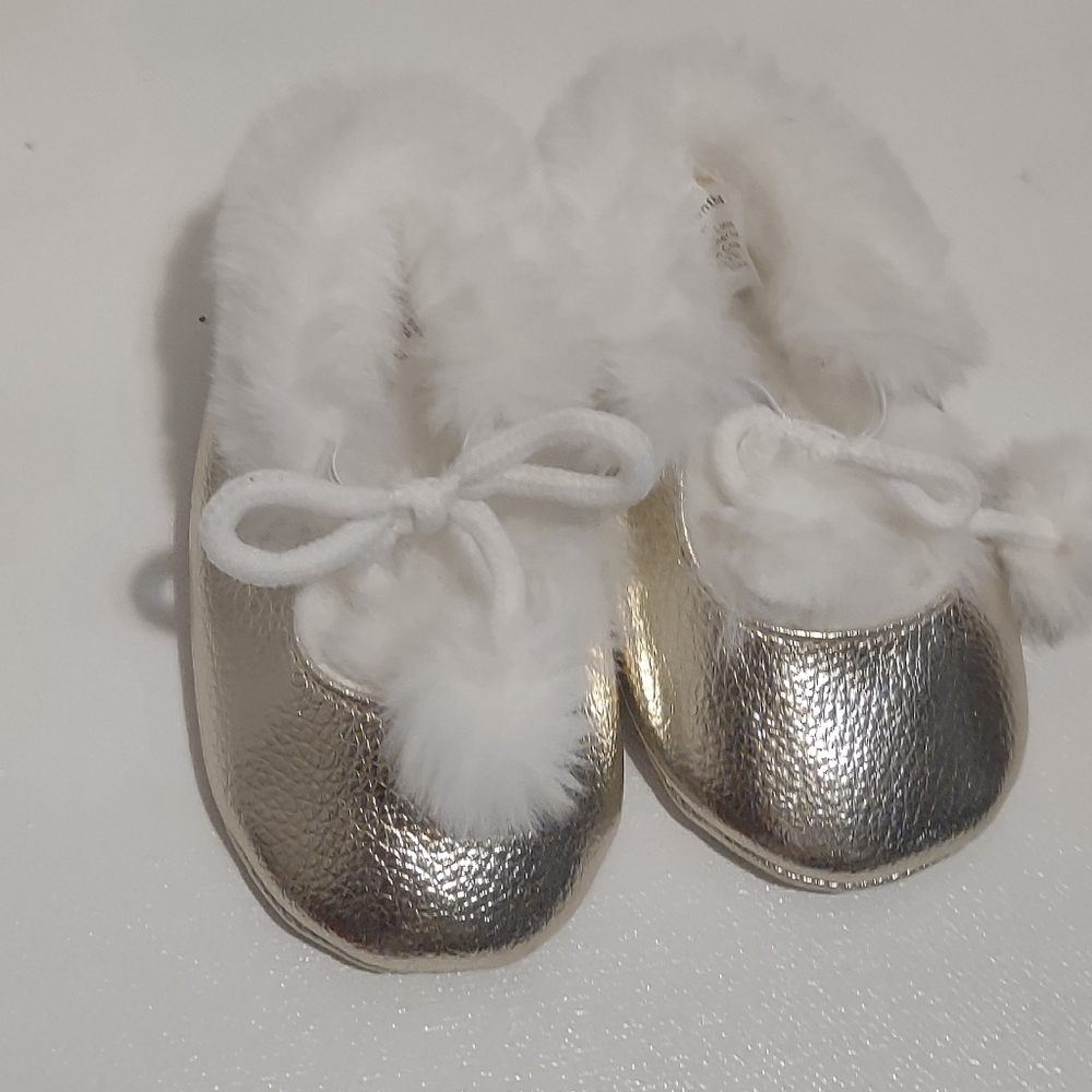 Adorable White and Silver Baby Booties
